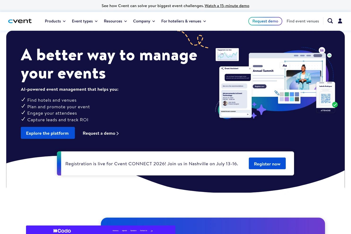 Cvent website screenshot