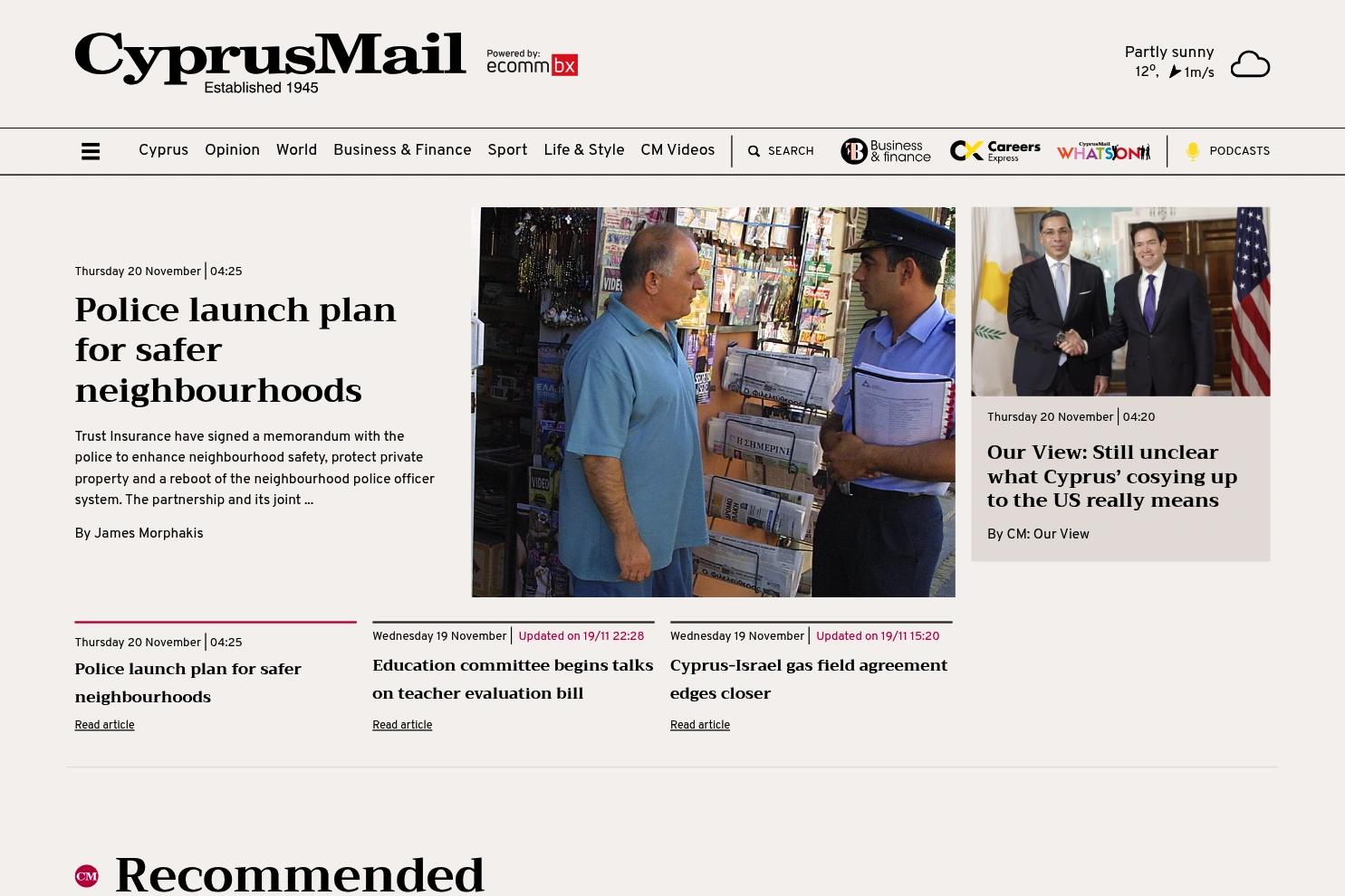 Cyprus Mail website screenshot