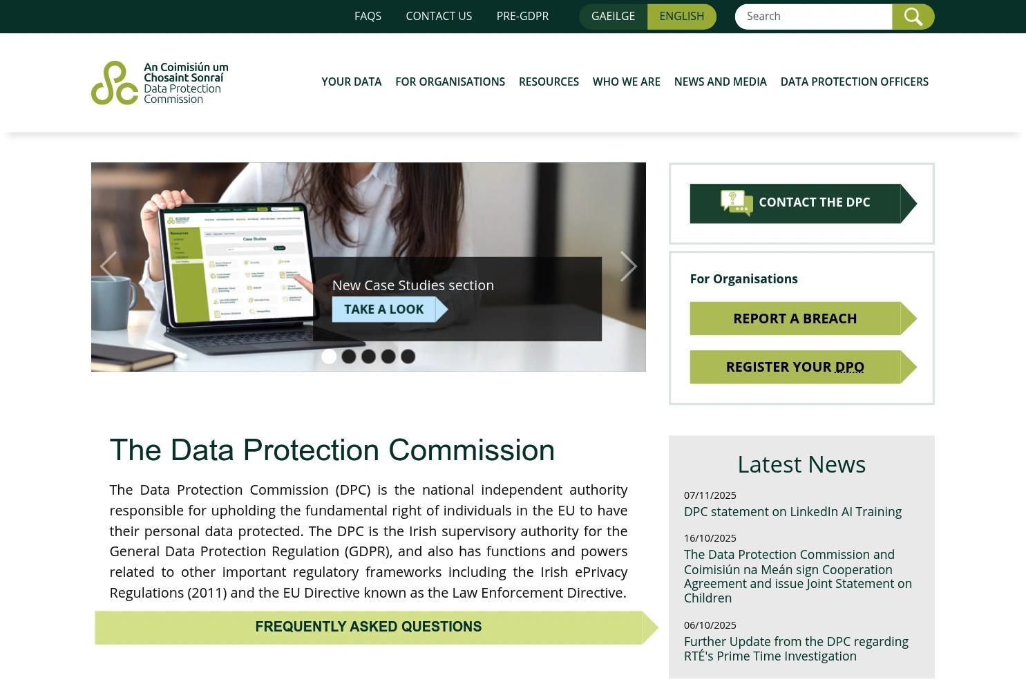 Data Protection Commission website screenshot