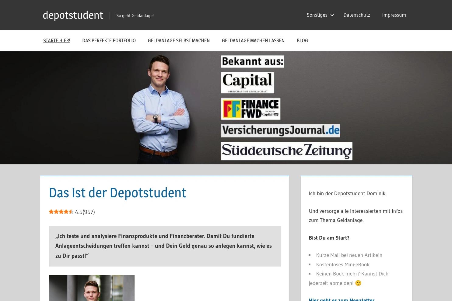 Depotstudent website screenshot