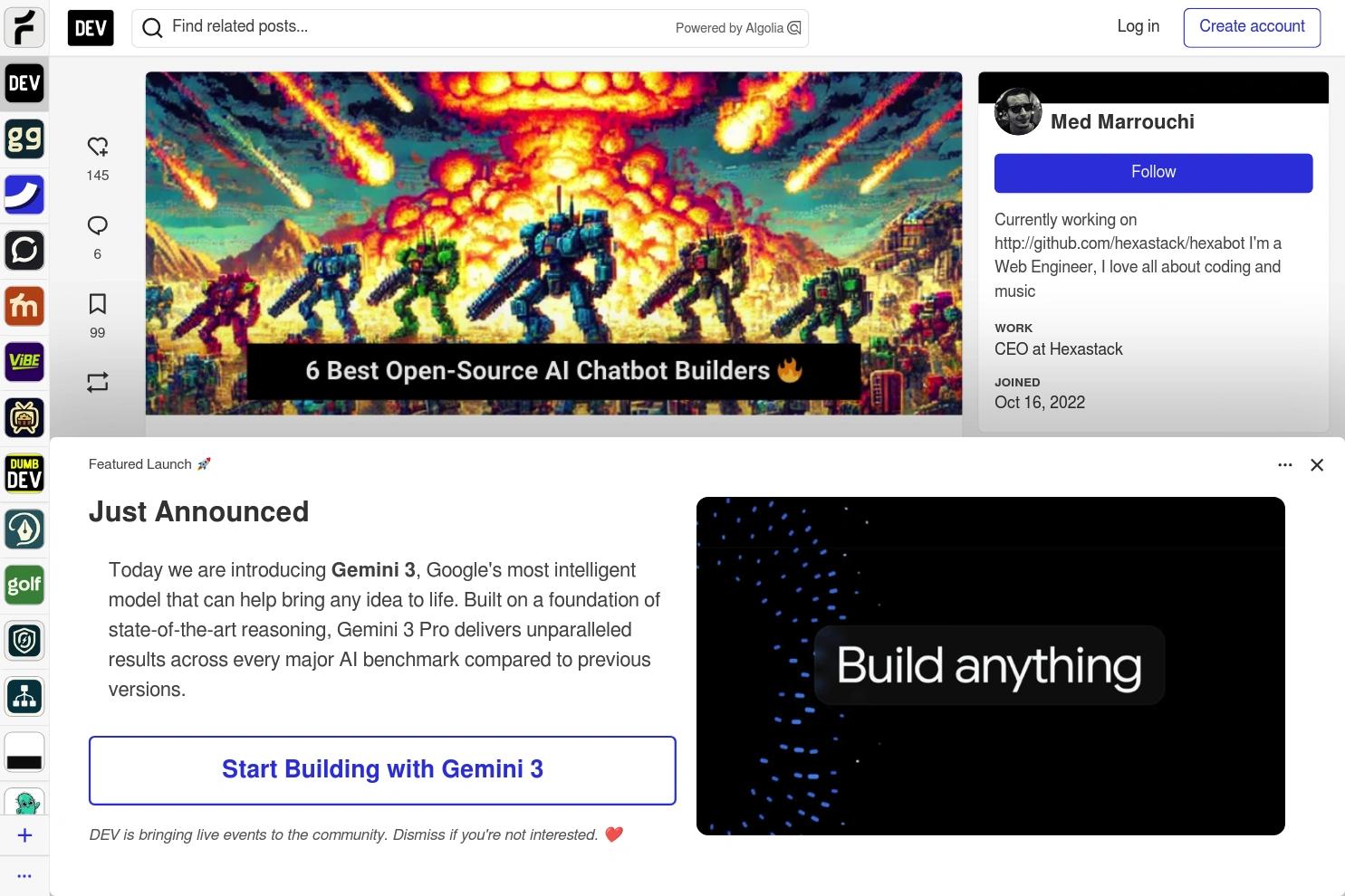 DEV Community website screenshot