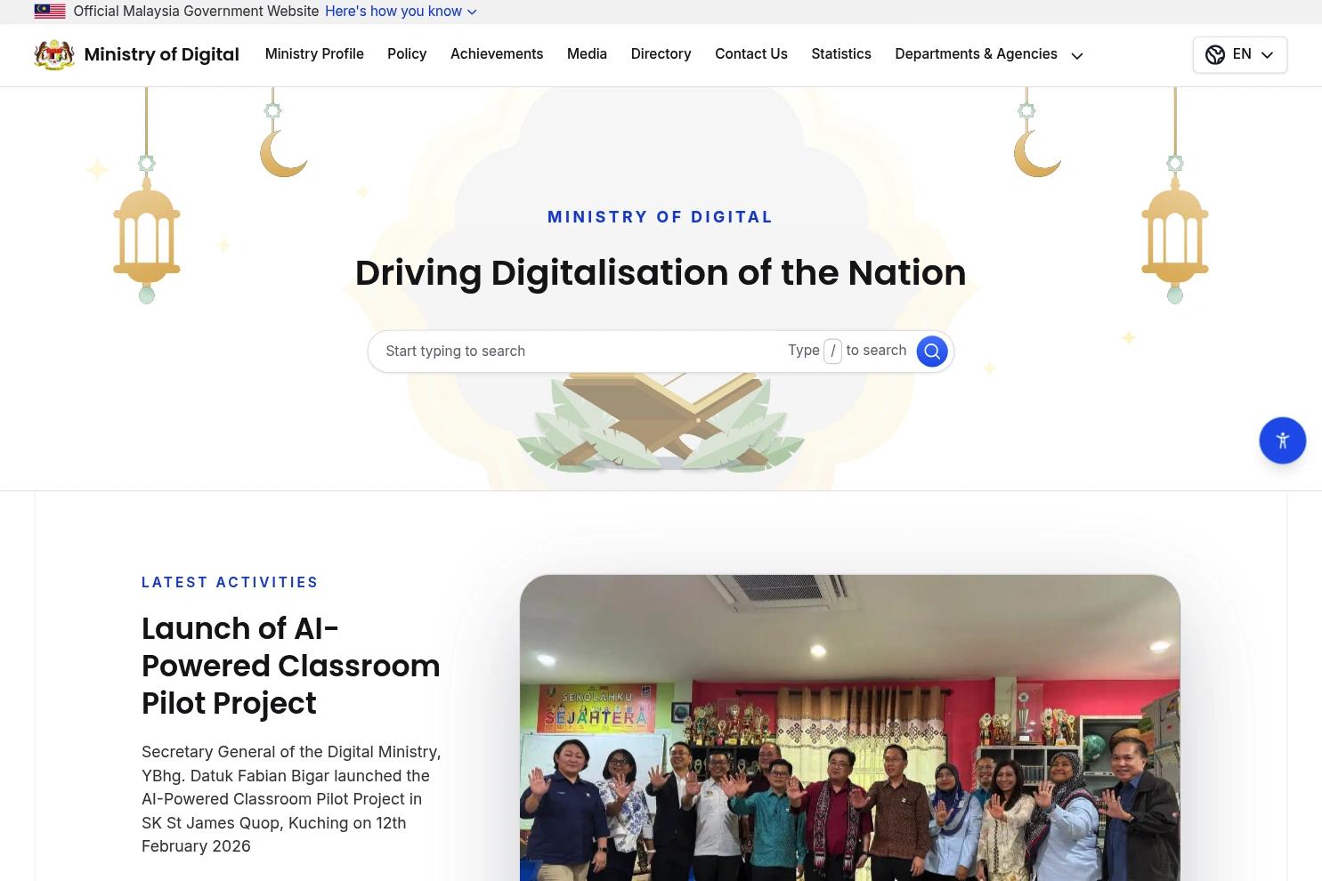 Ministry of Digital Malaysia website screenshot