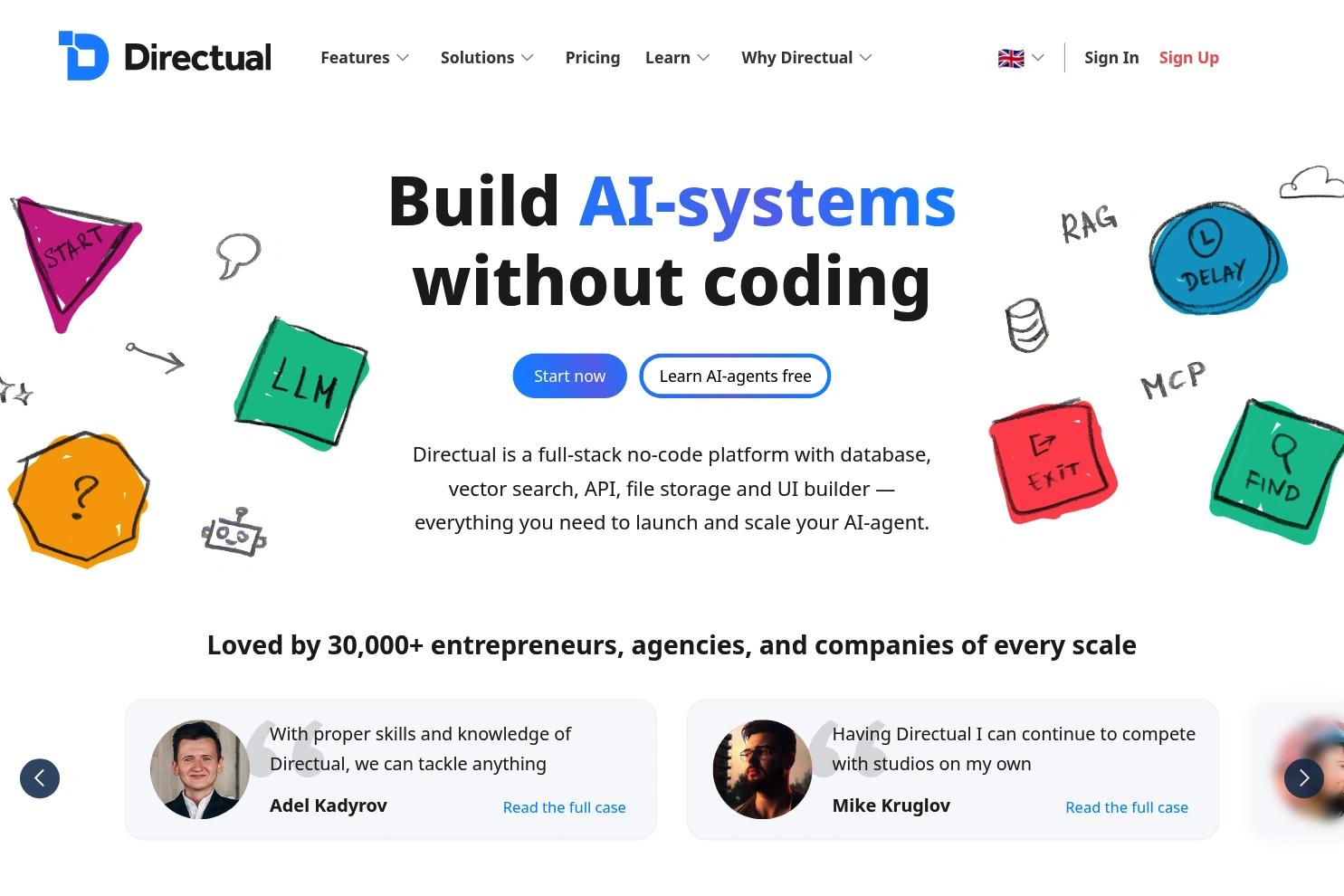 Directual website screenshot