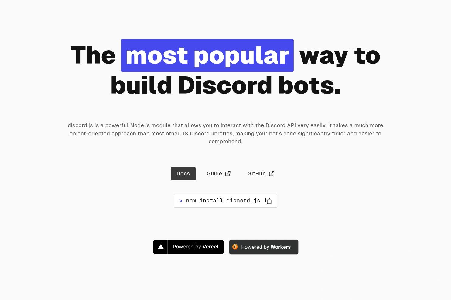 discord.js website screenshot