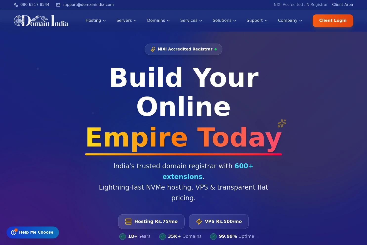 Domain India website screenshot