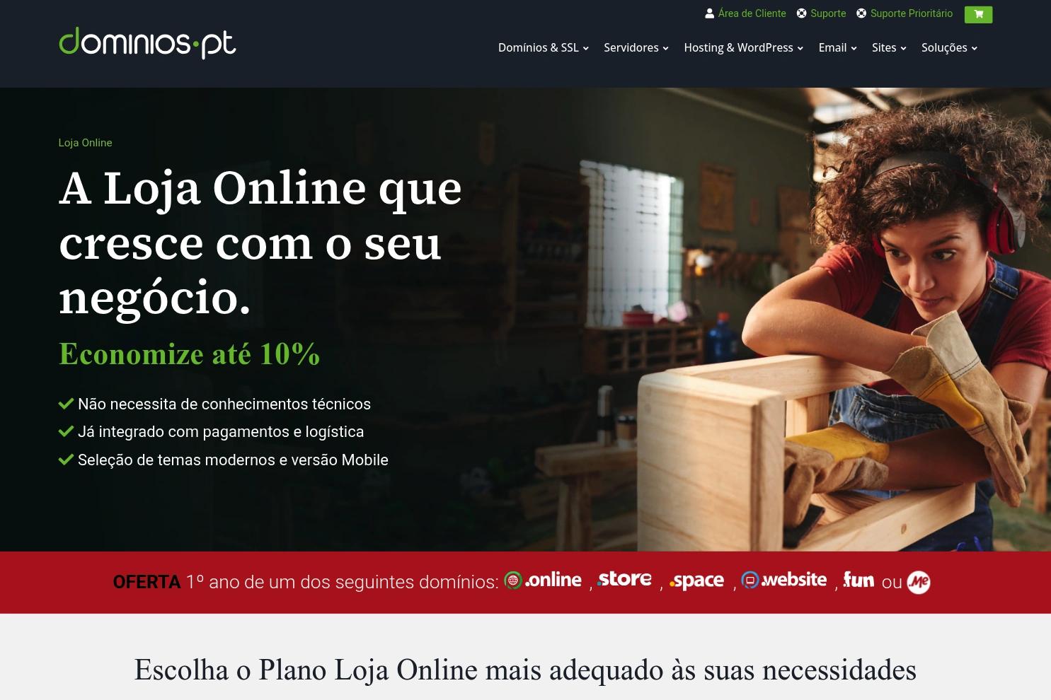 Dominios.pt website screenshot