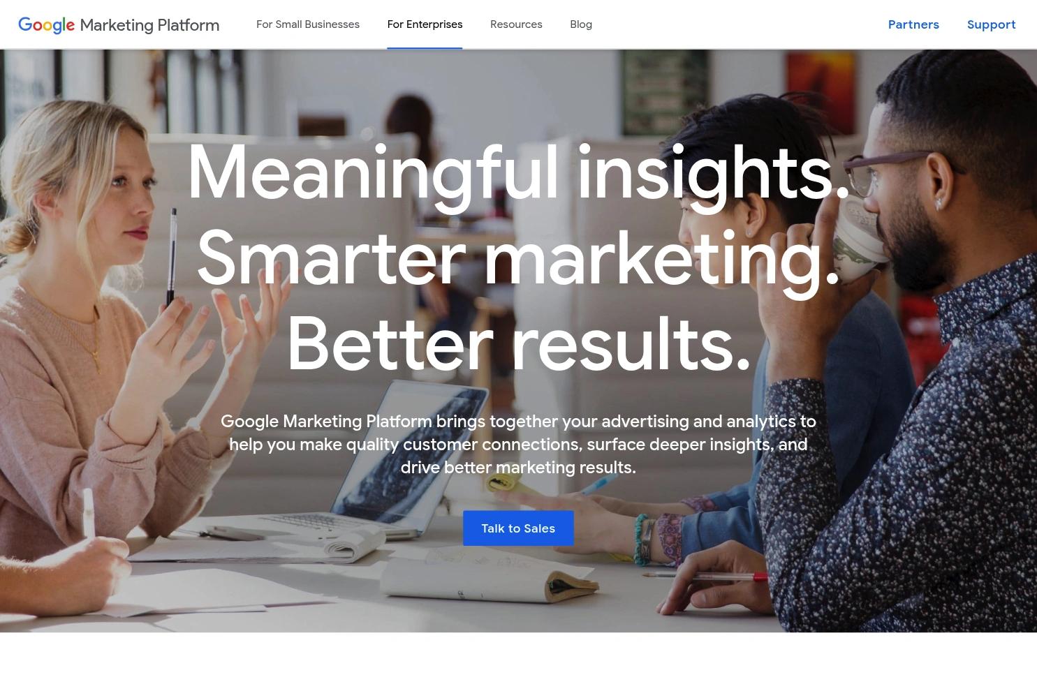 Google Marketing Platform (GMP) website screenshot