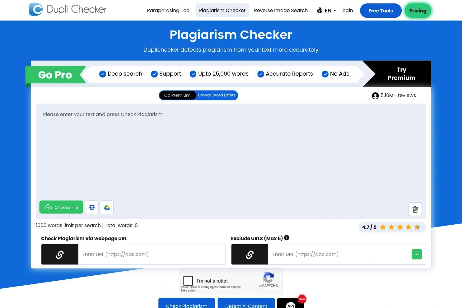 Duplichecker website screenshot
