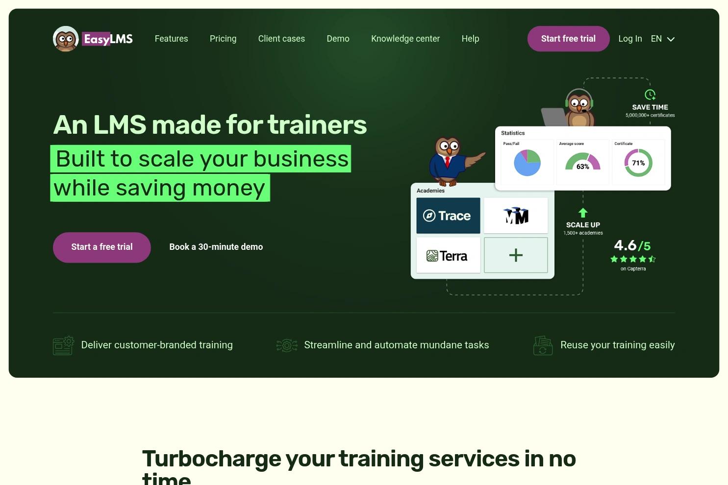 Easy LMS website screenshot