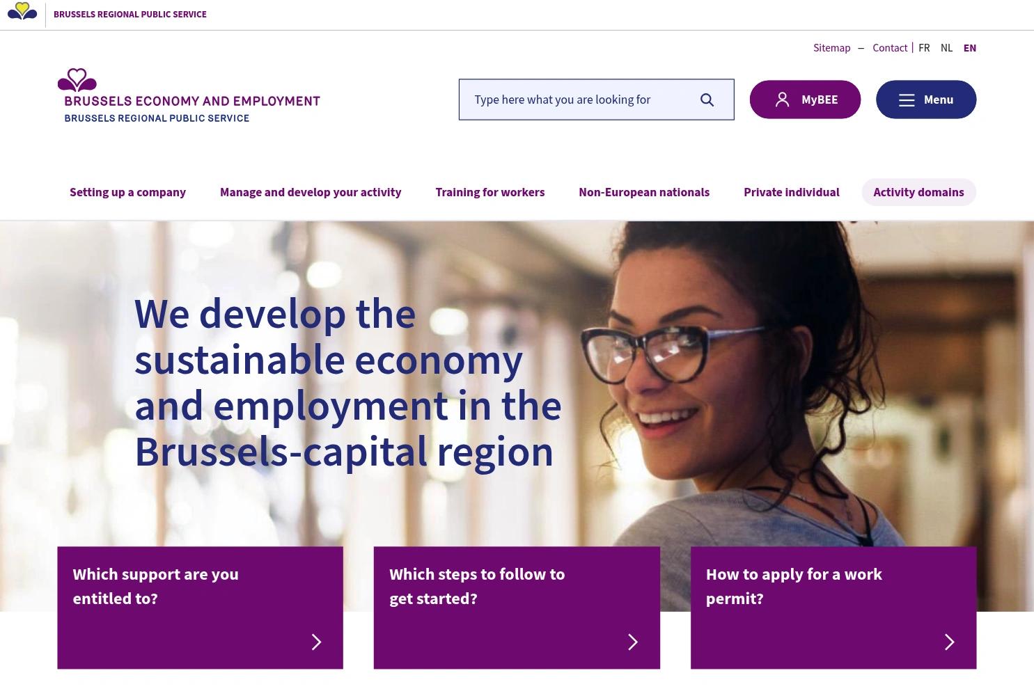 Brussels Economy and Employment website screenshot