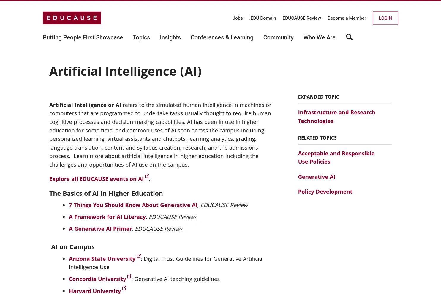 EDUCAUSE website screenshot