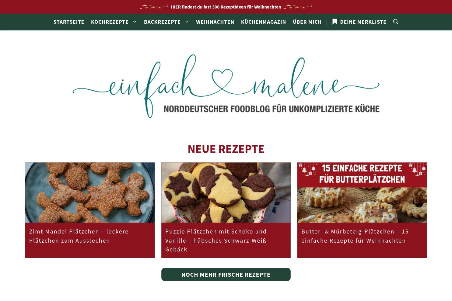 Einfach Malene website screenshot