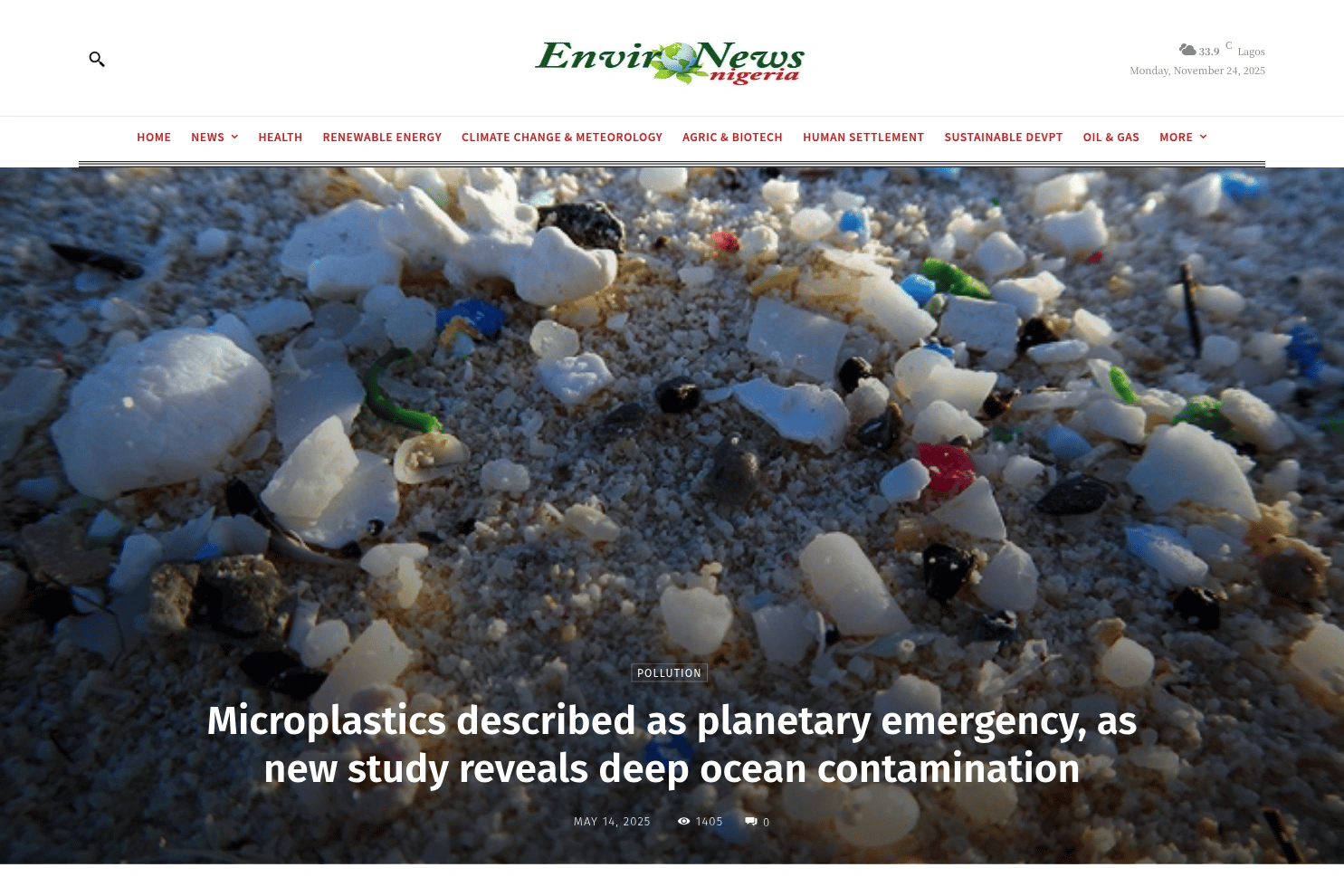 EnviroNews Nigeria website screenshot