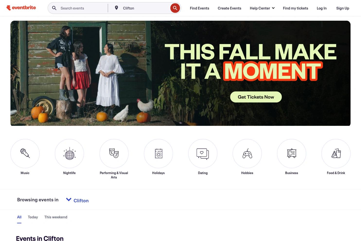 Eventbrite website screenshot