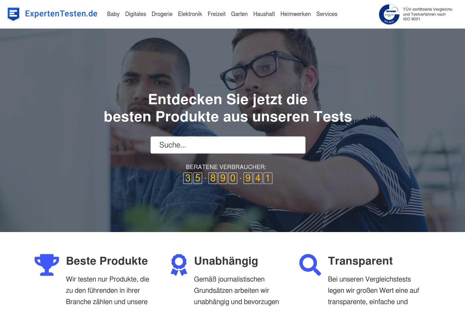 Experten Testen website screenshot