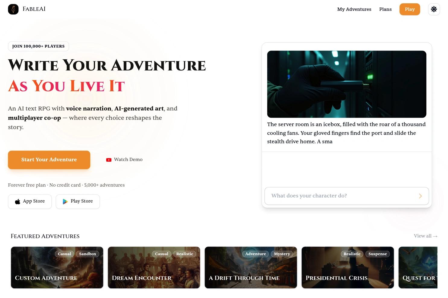 FableAI website screenshot