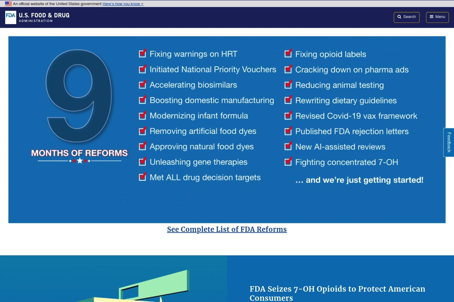 FDA website screenshot