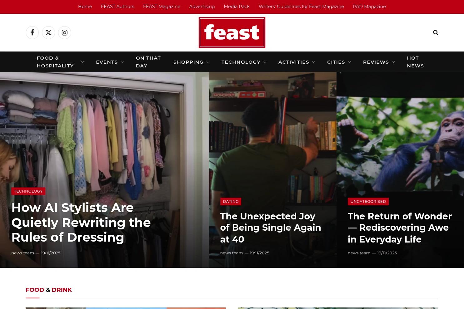 Feast Magazine website screenshot