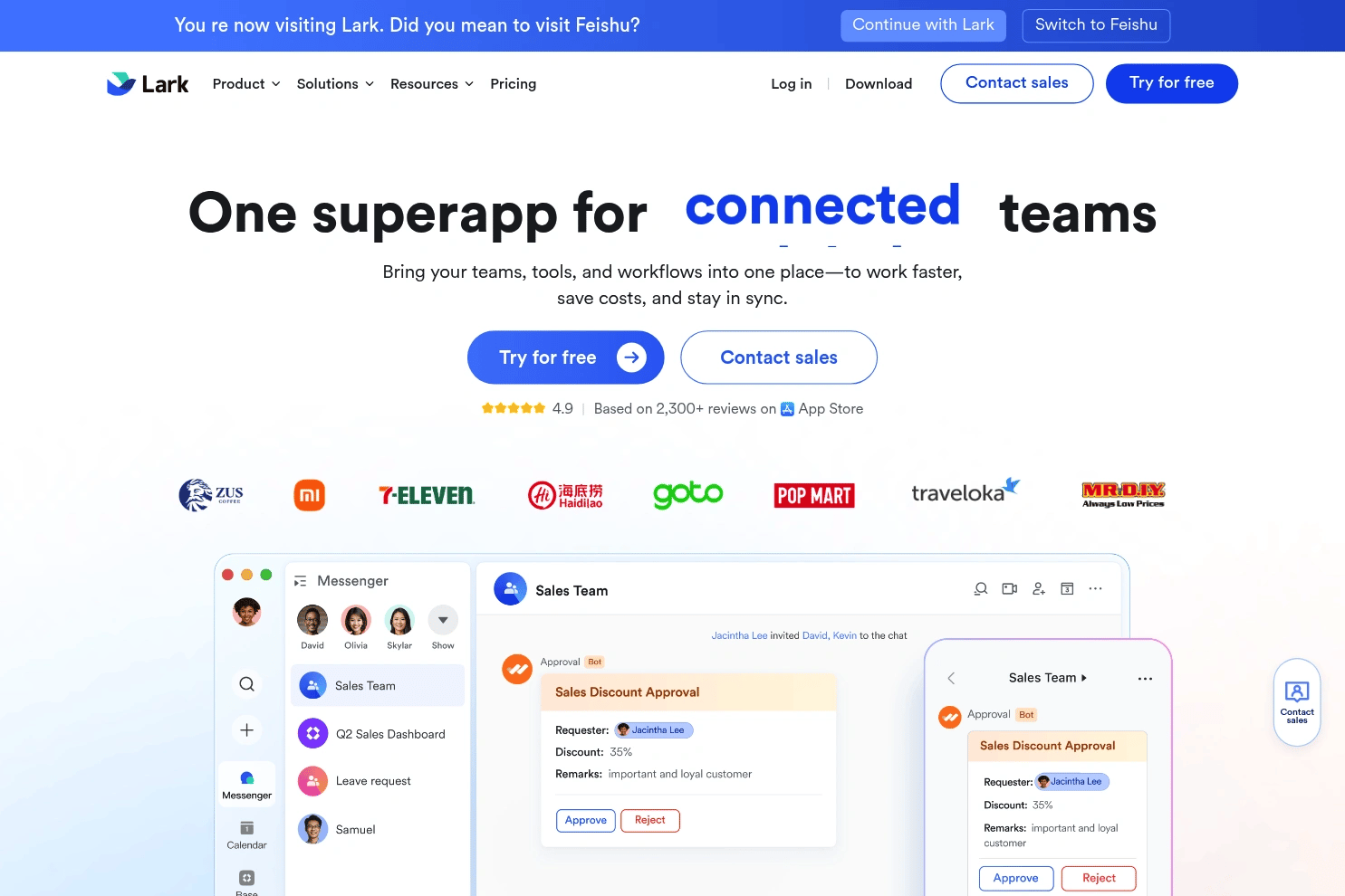 Lark website screenshot
