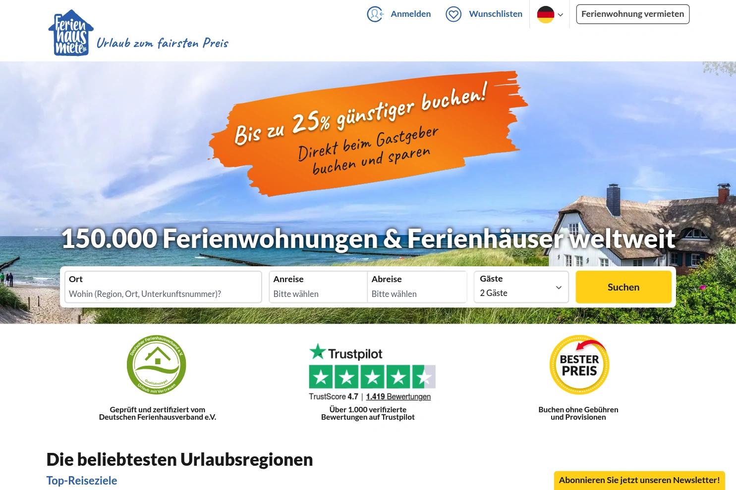 Ferienhausmiete.de website screenshot