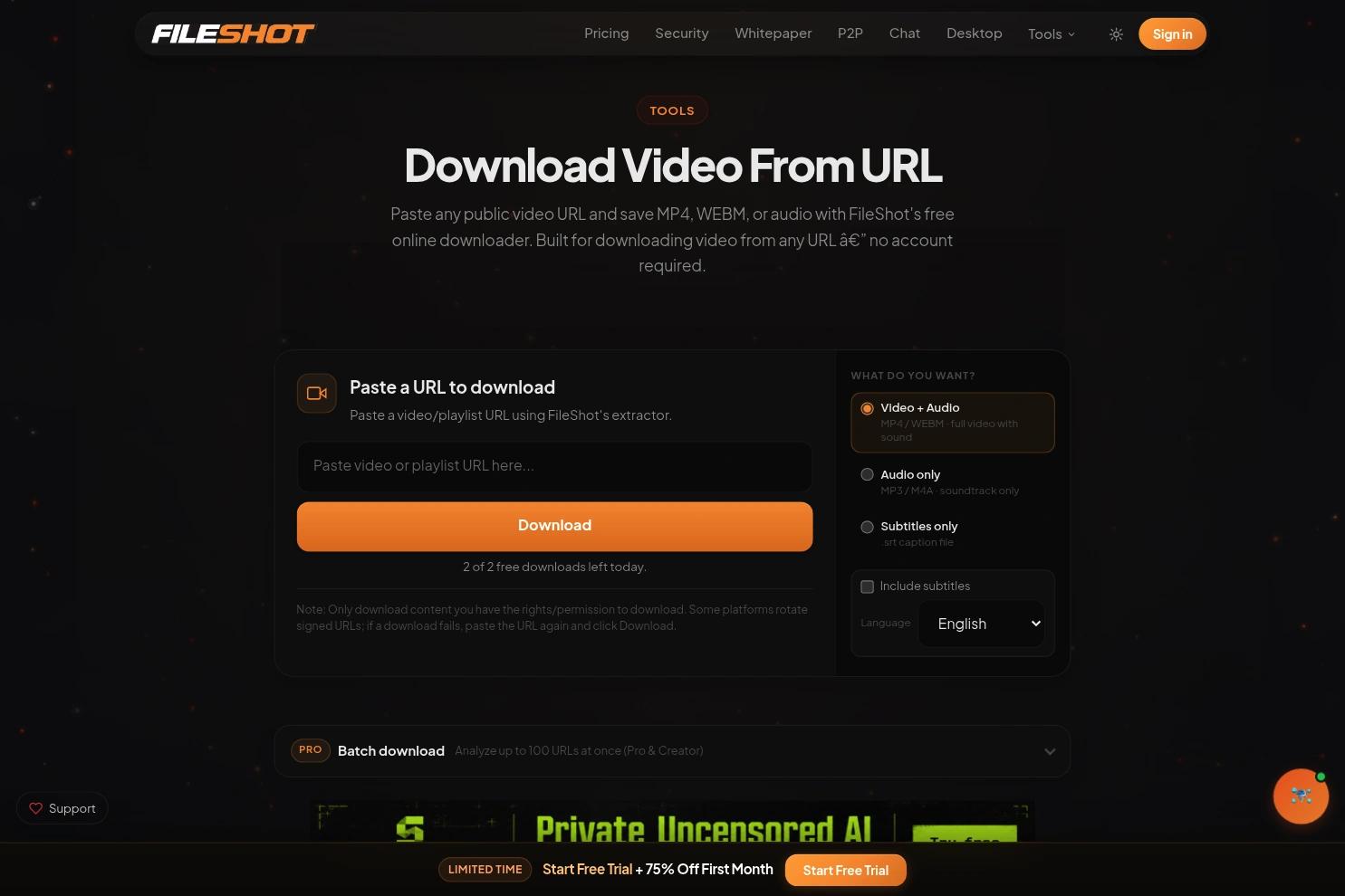 FileShot website screenshot