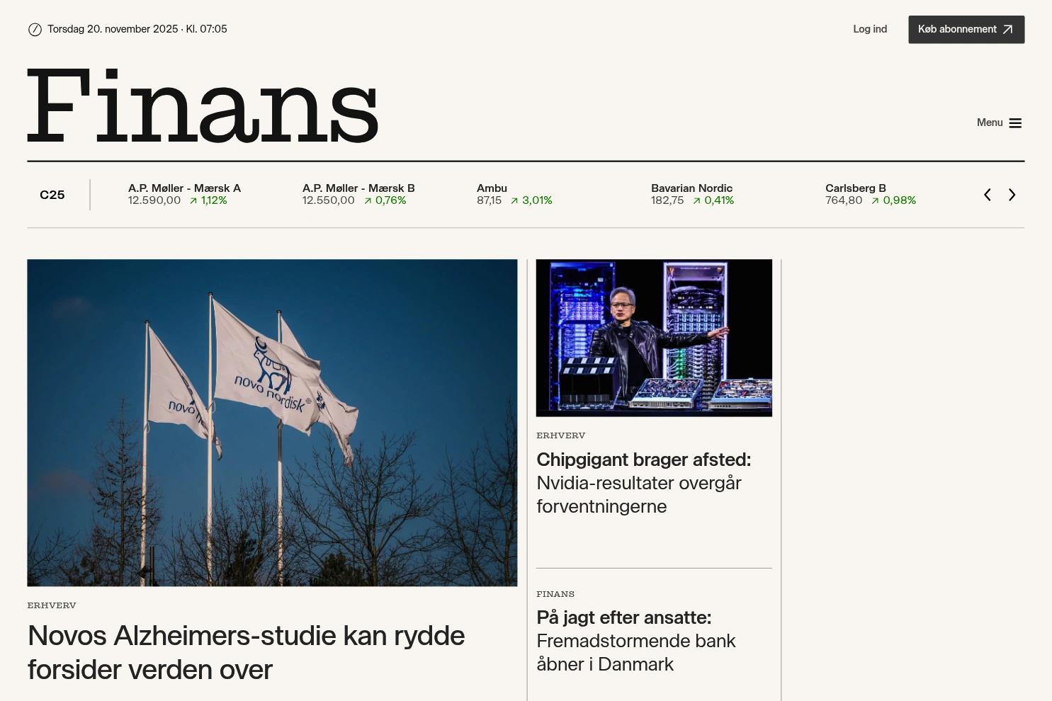 Finans website screenshot