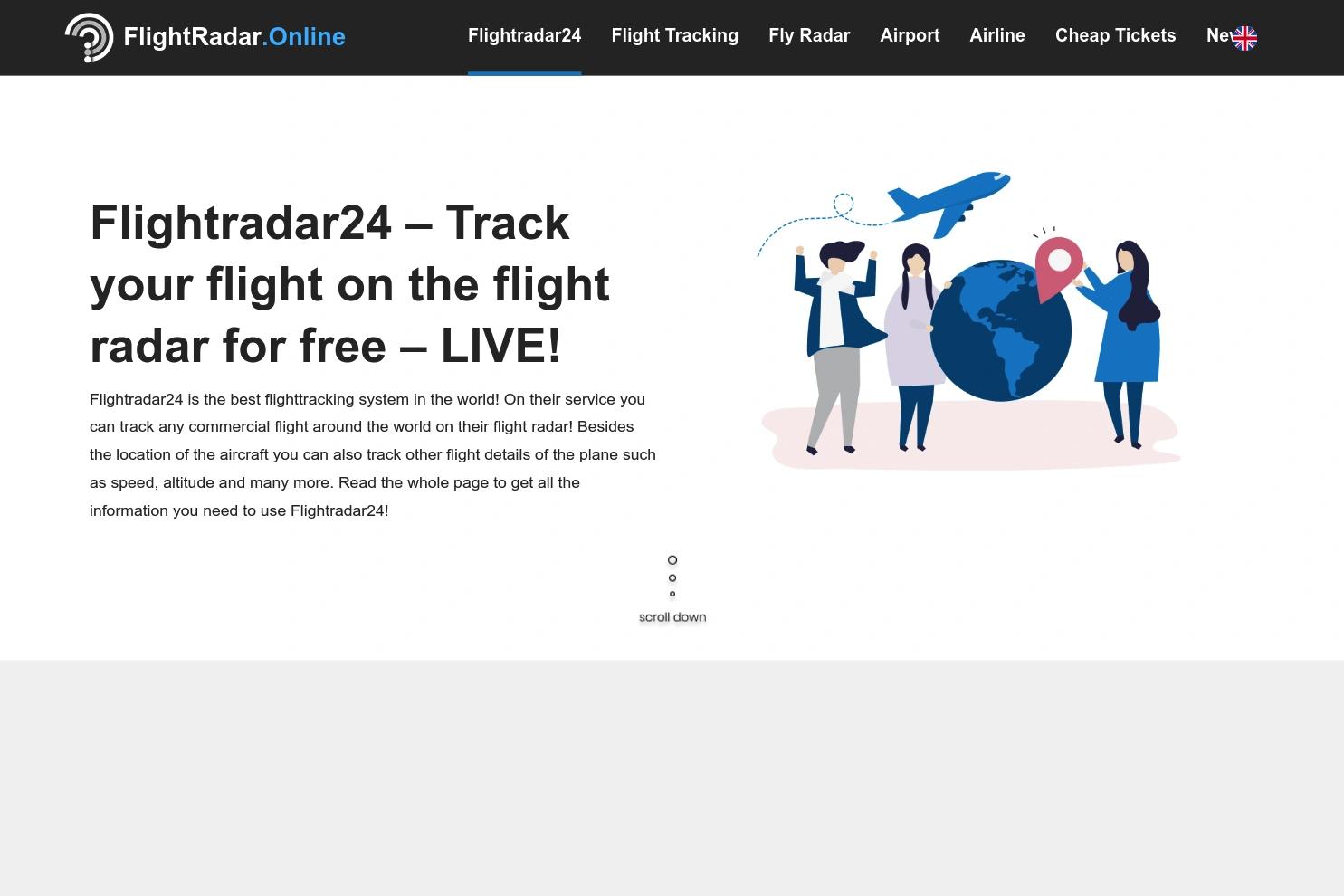 Flightradar Online website screenshot
