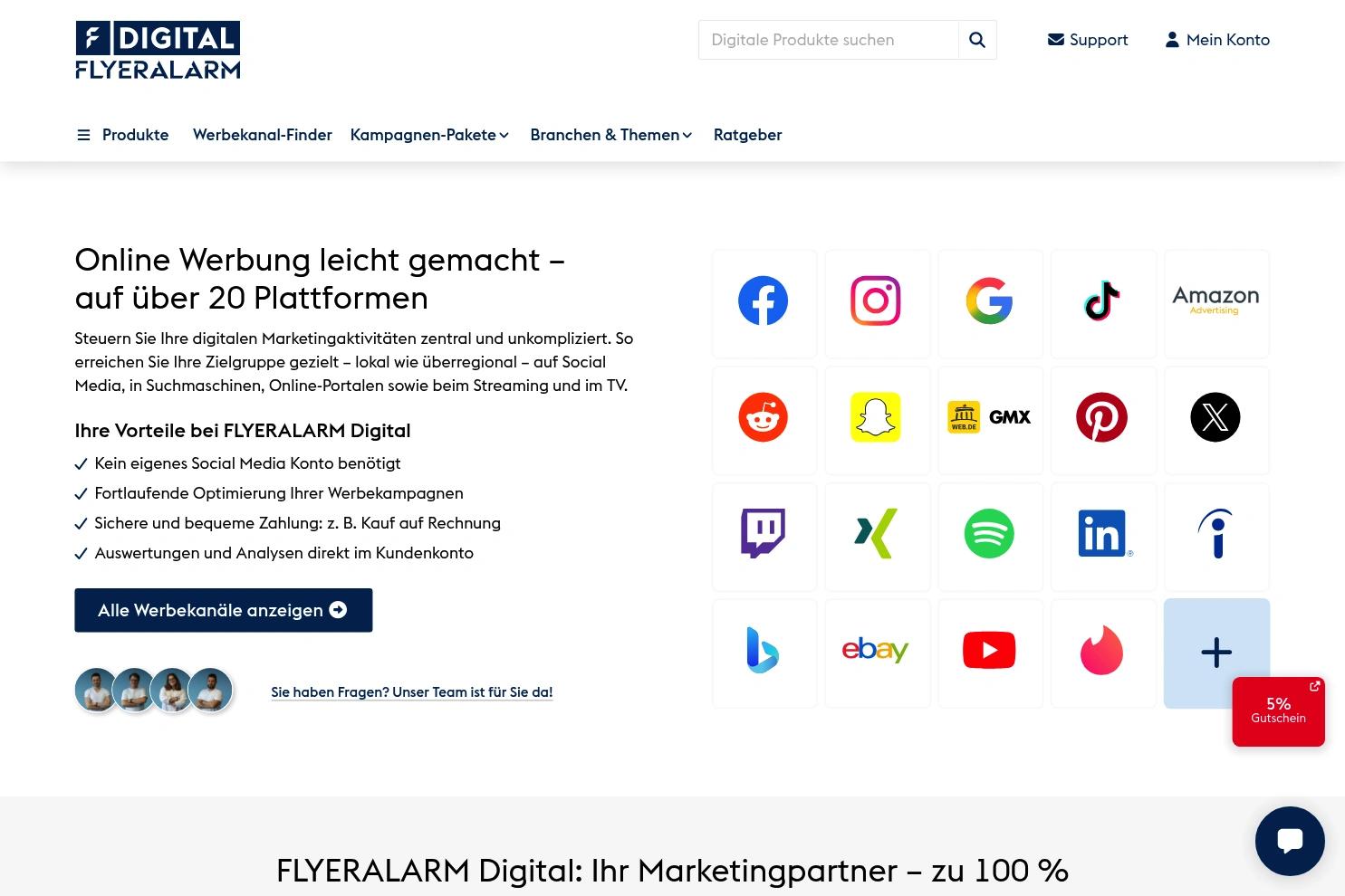 FLYERALARM Digital website screenshot