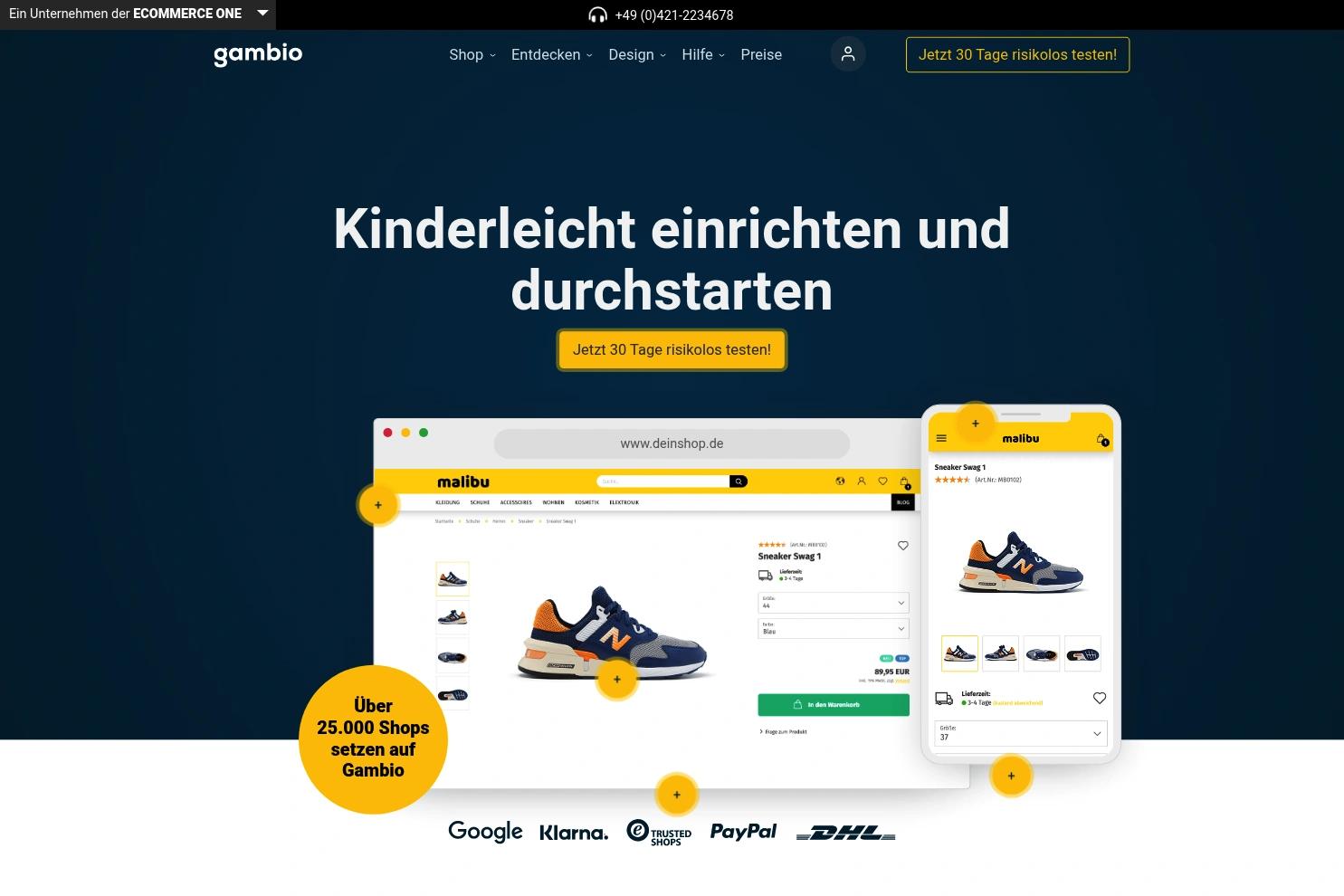 Gambio website screenshot