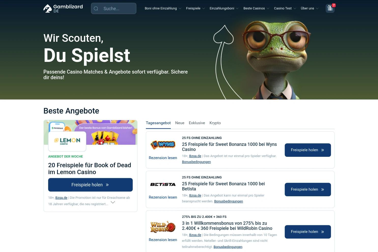 Gamblizard website screenshot