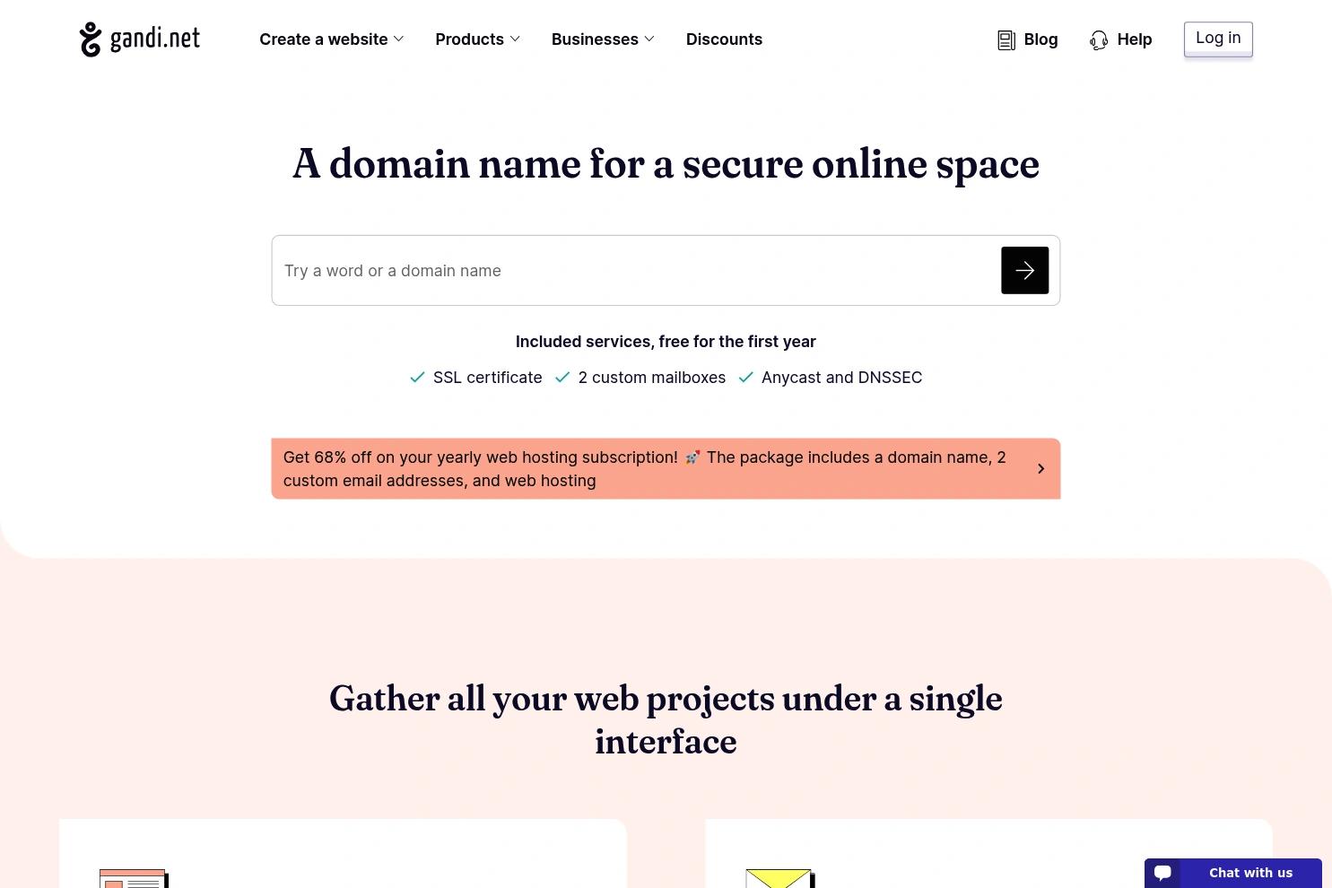 Gandi website screenshot