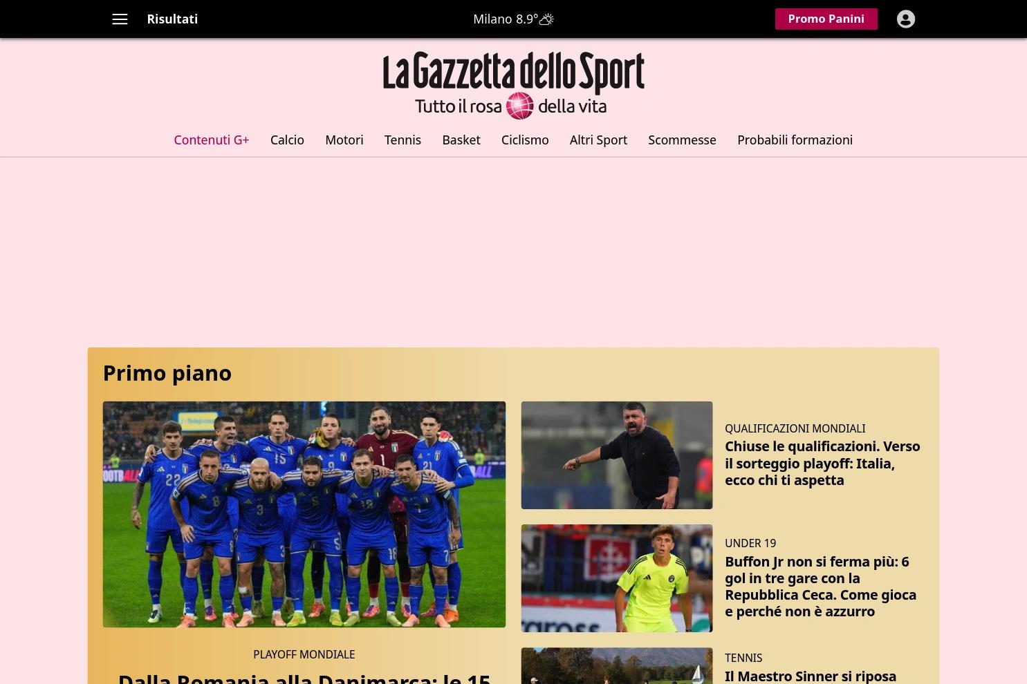 La Gazzetta dello Sport website screenshot