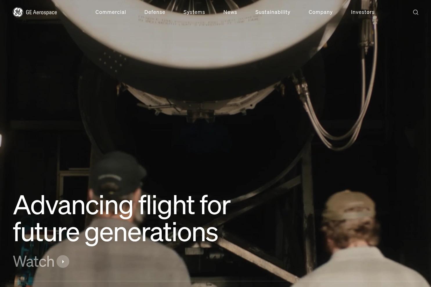 GE Aerospace website screenshot