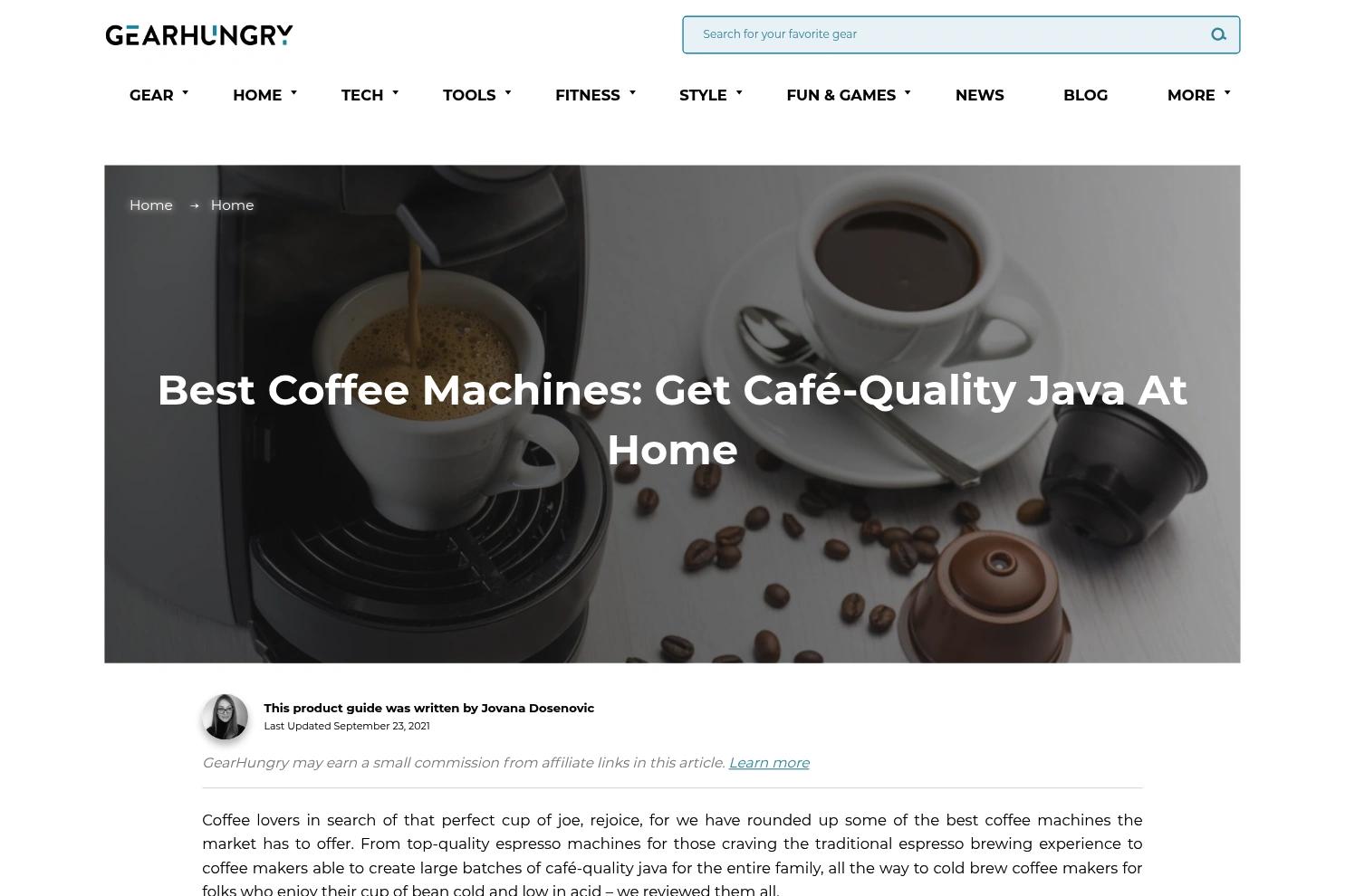 Gear Hungry website screenshot