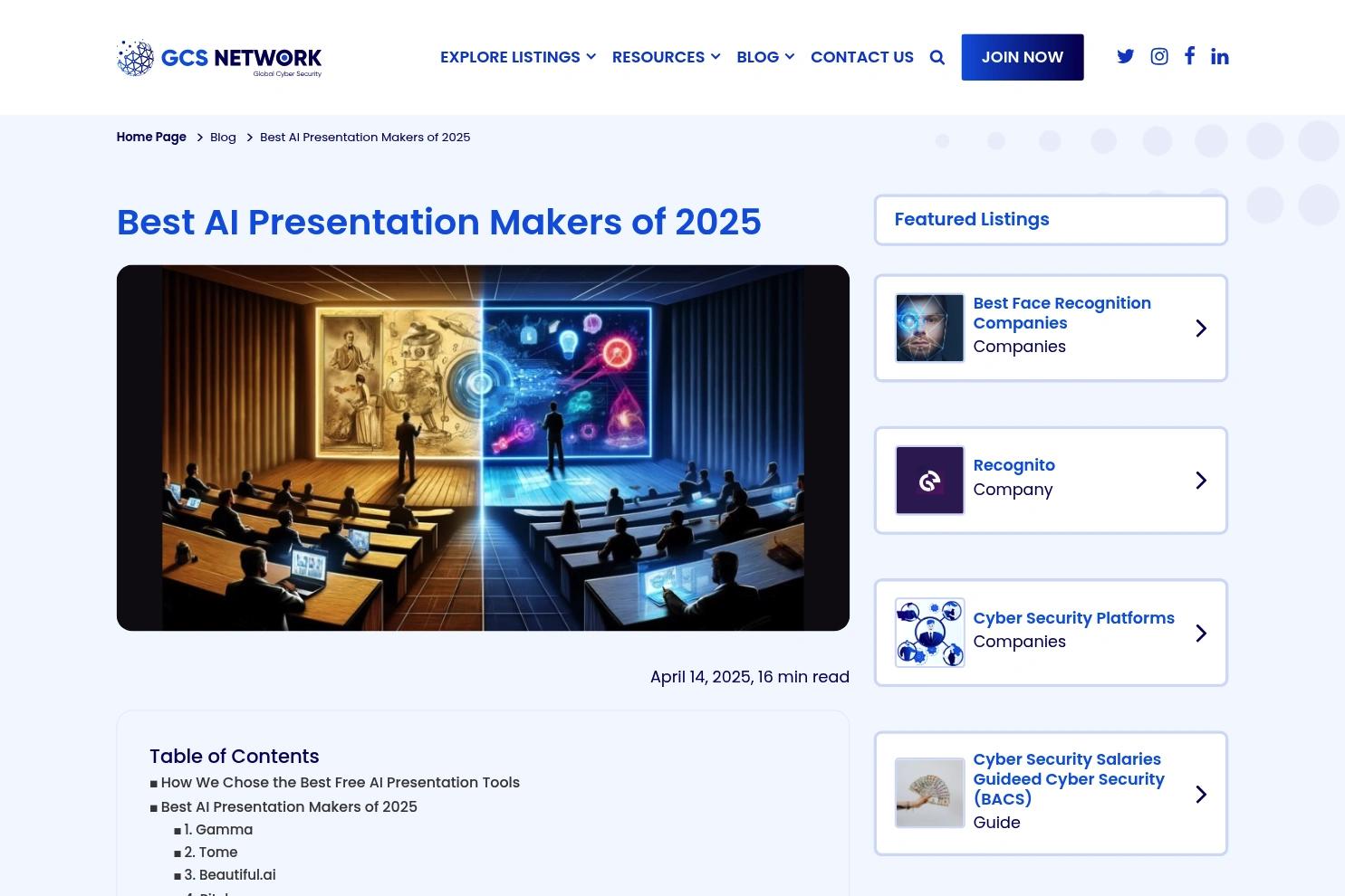 GCS Network website screenshot