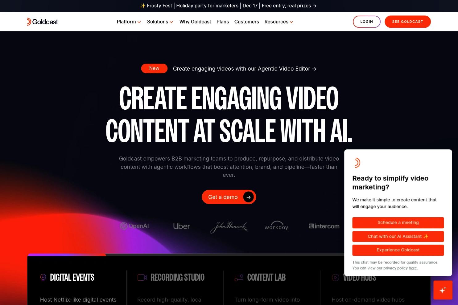 Goldcast website screenshot
