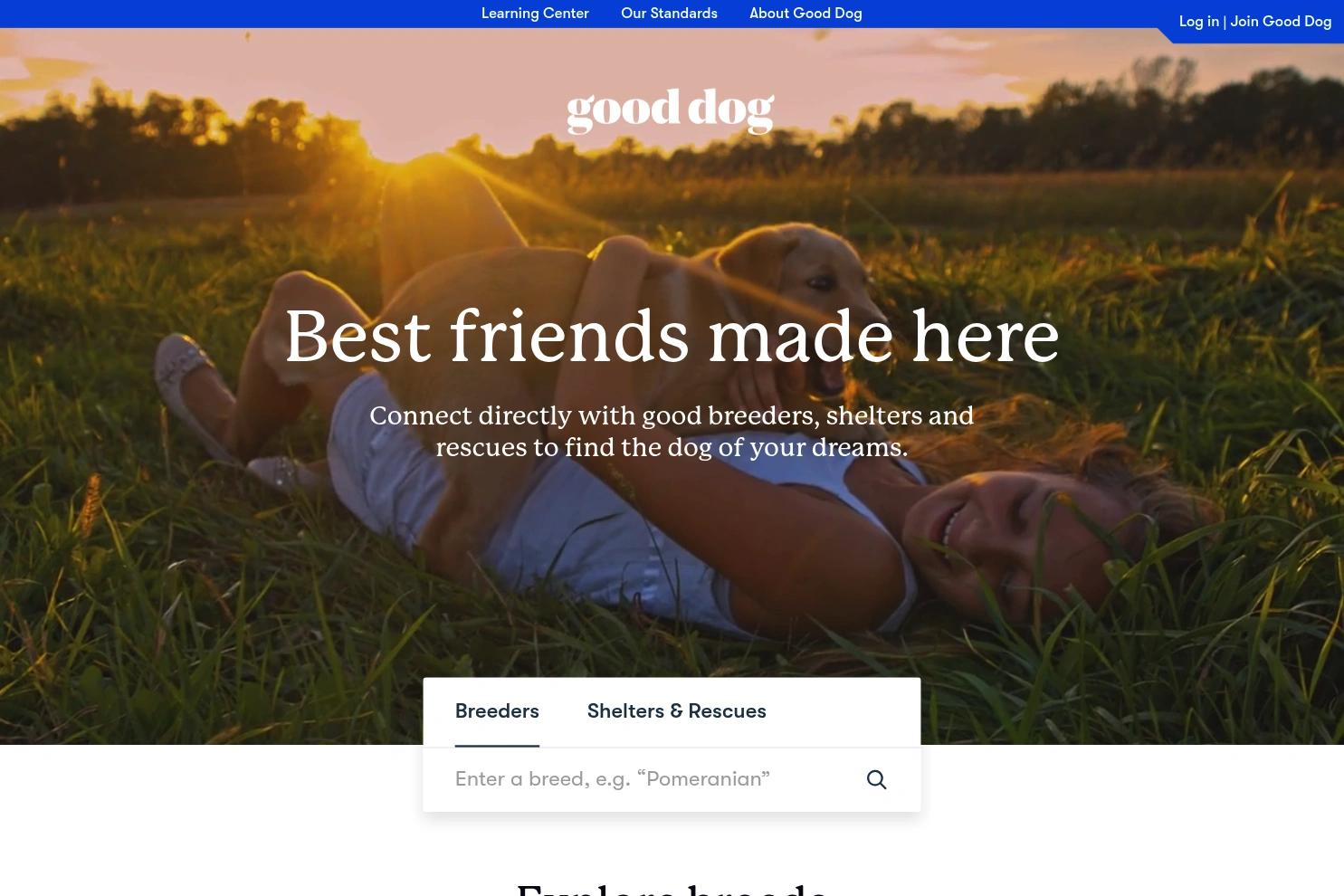 Good Dog website screenshot