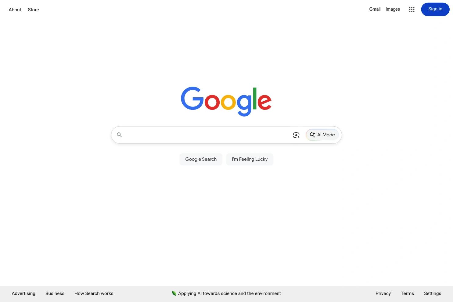 Google website screenshot