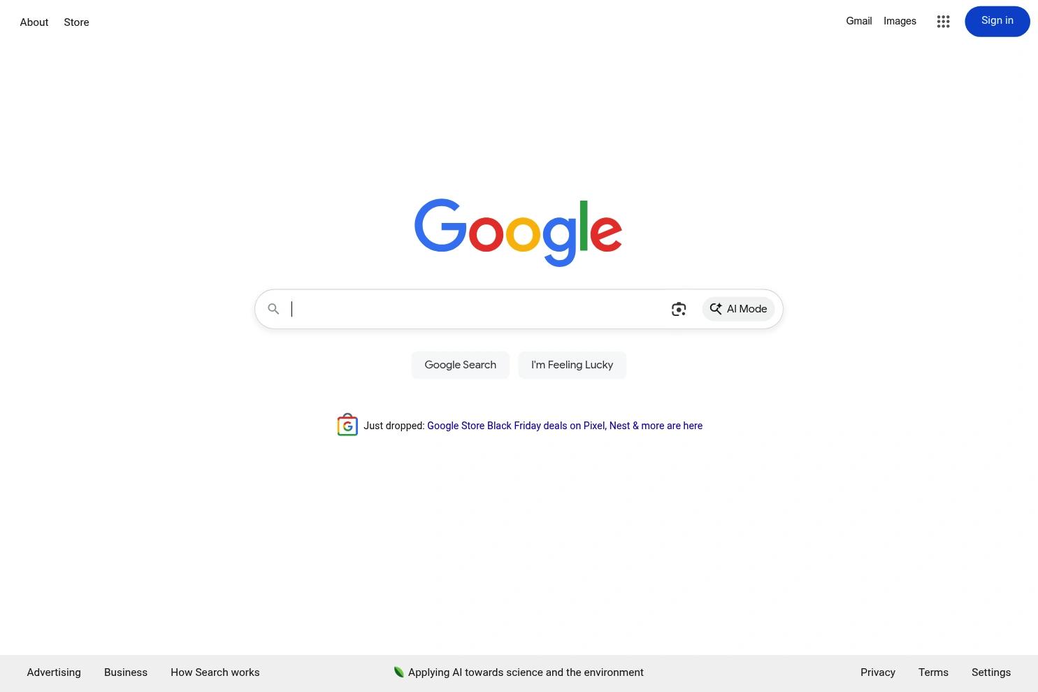Google website screenshot