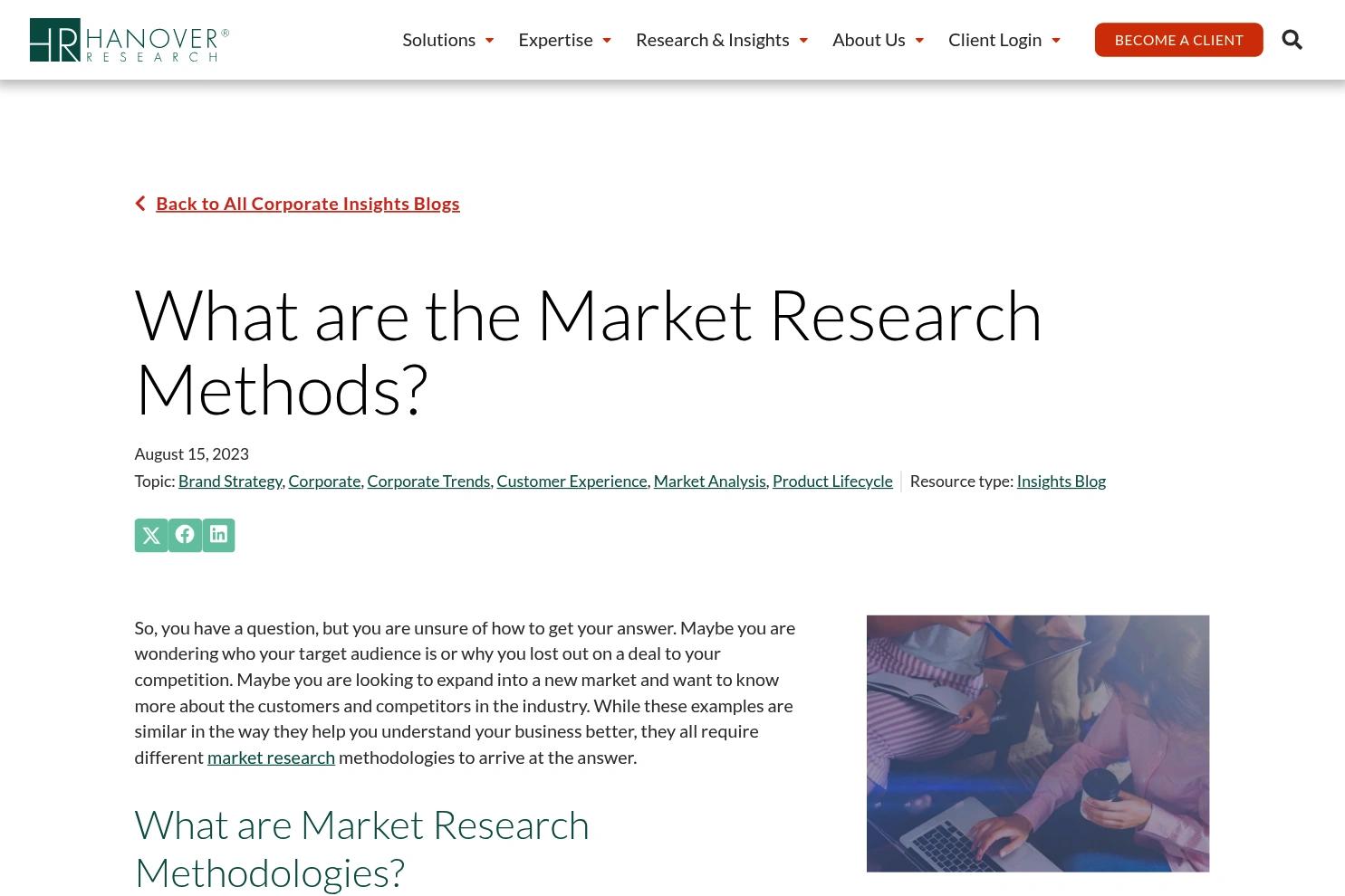 Hanover Research website screenshot