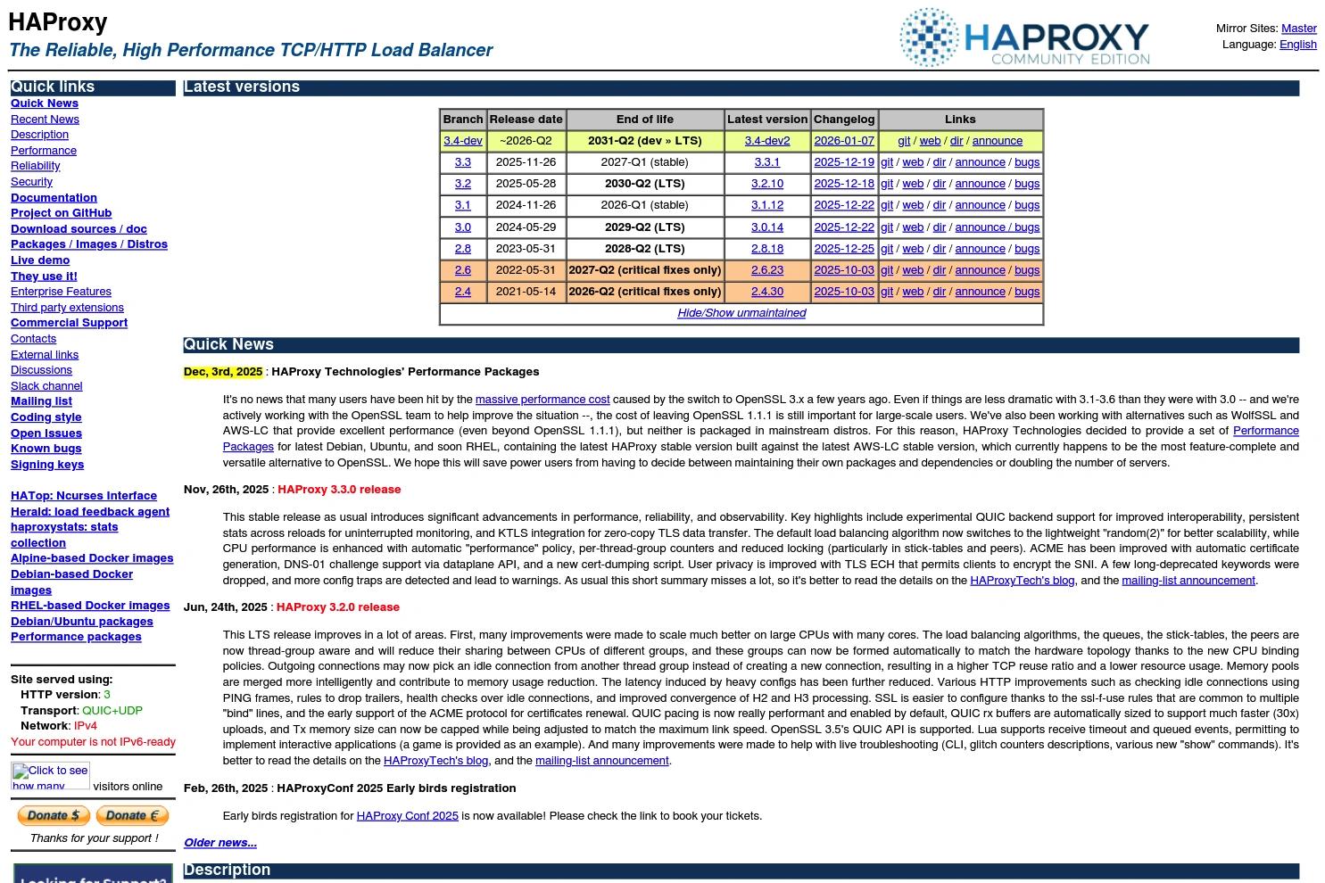 HAProxy website screenshot