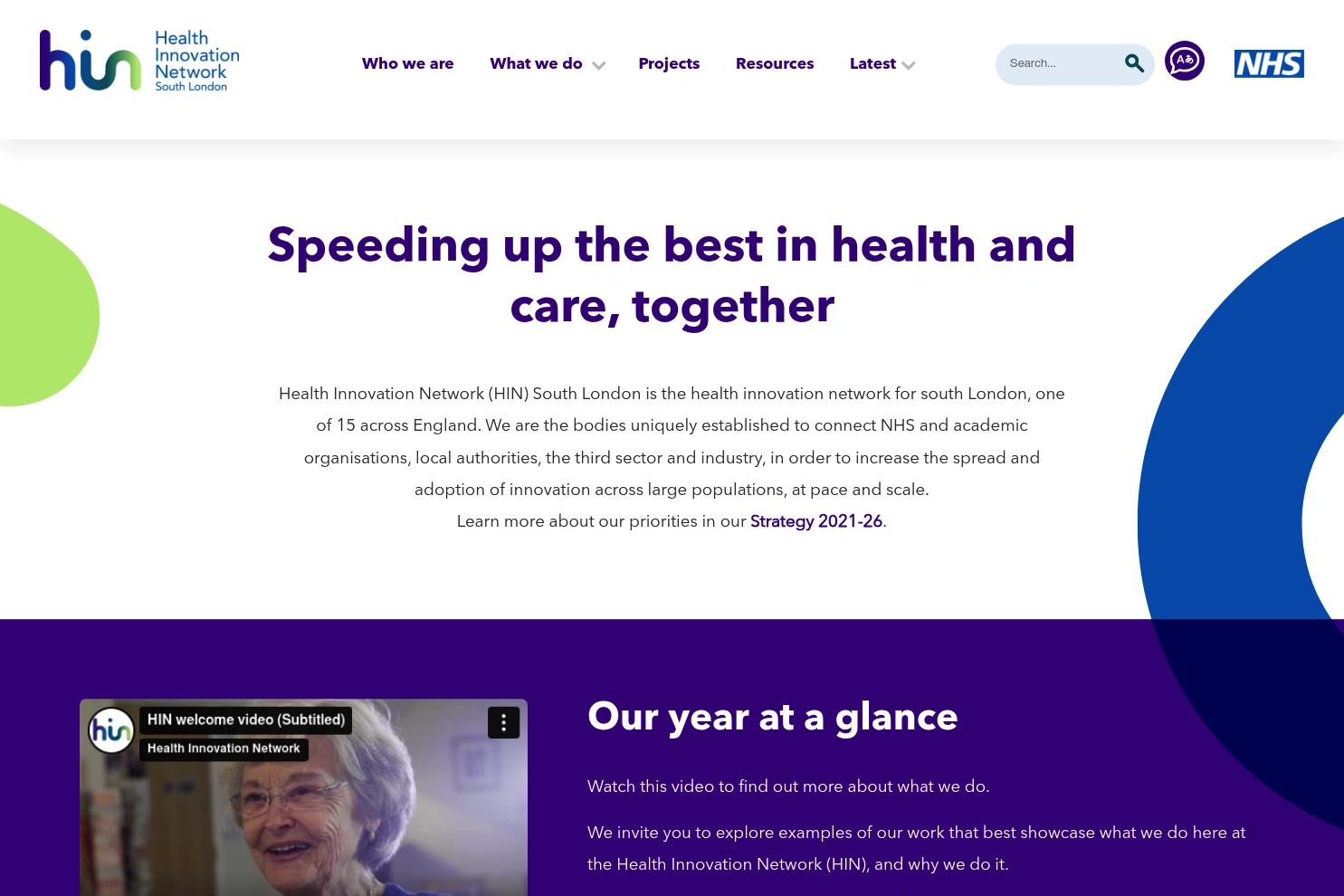 Health Innovation Network (HIN) website screenshot