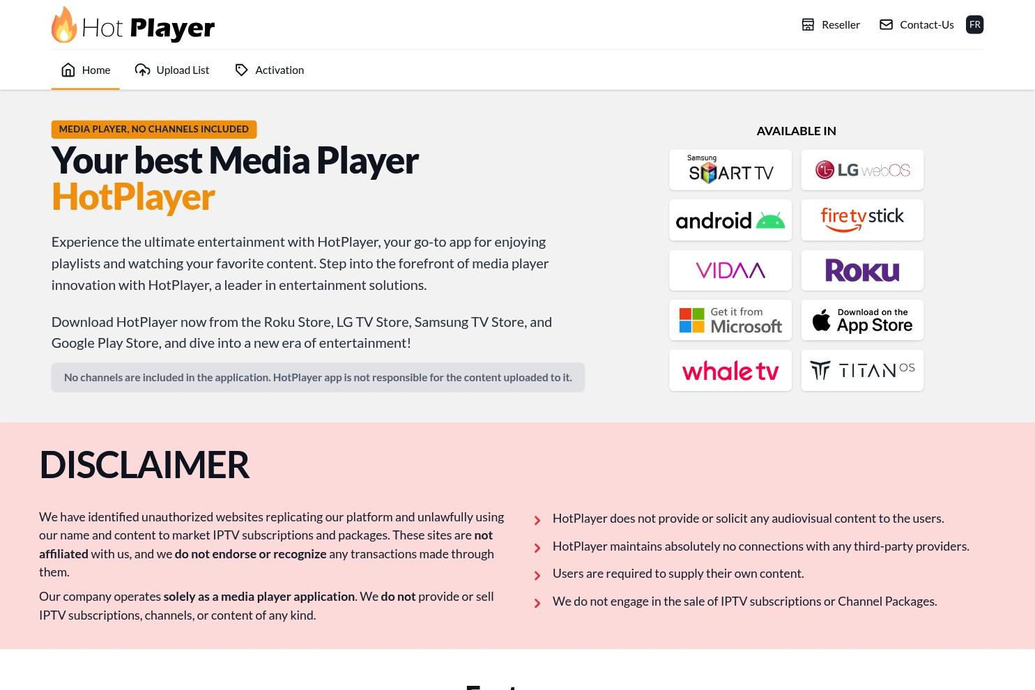HotPlayer website screenshot
