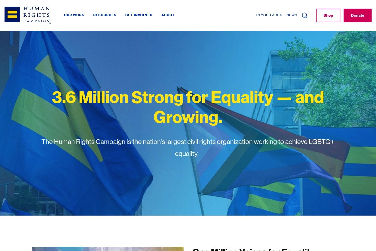 Human Rights Campaign website screenshot