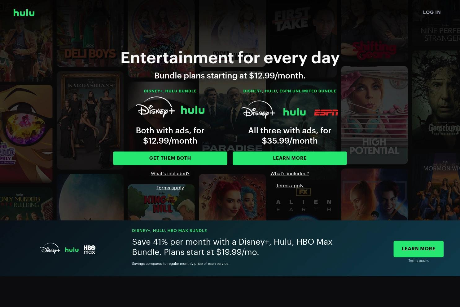 Hulu website screenshot