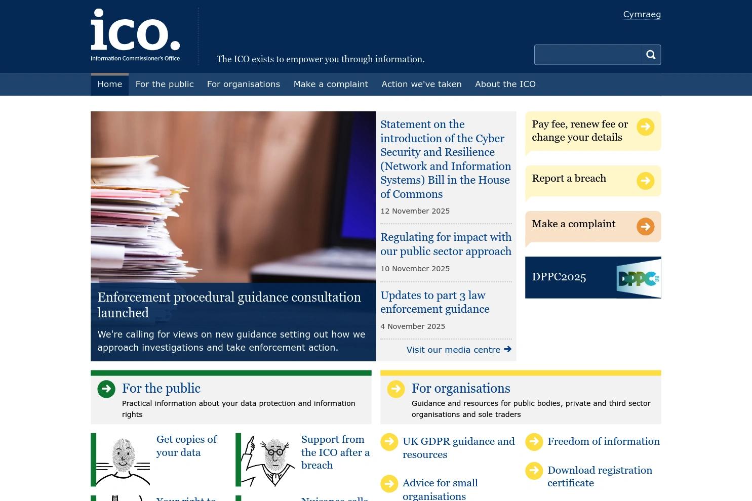 Information Commissioner's Office (ICO) website screenshot
