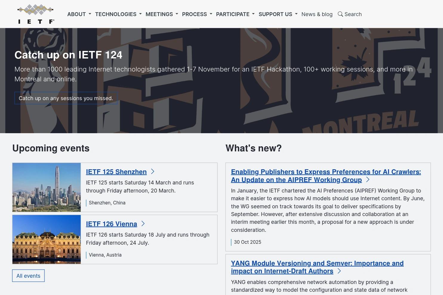 IETF website screenshot