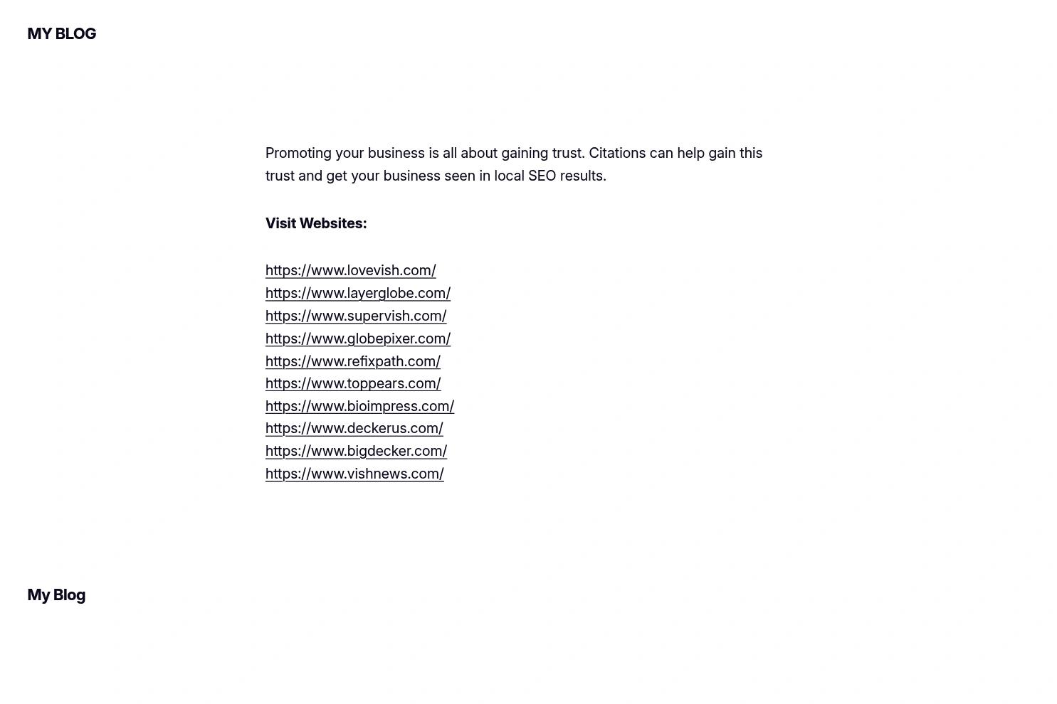 Local Citations - My Blog website screenshot