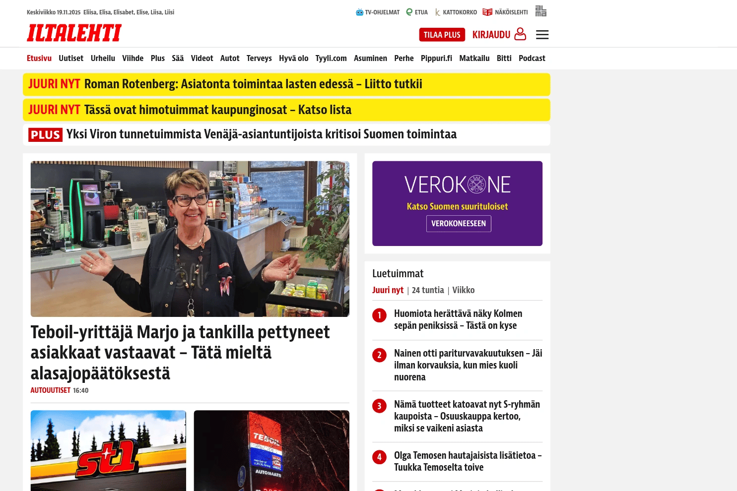 Iltalehti website screenshot