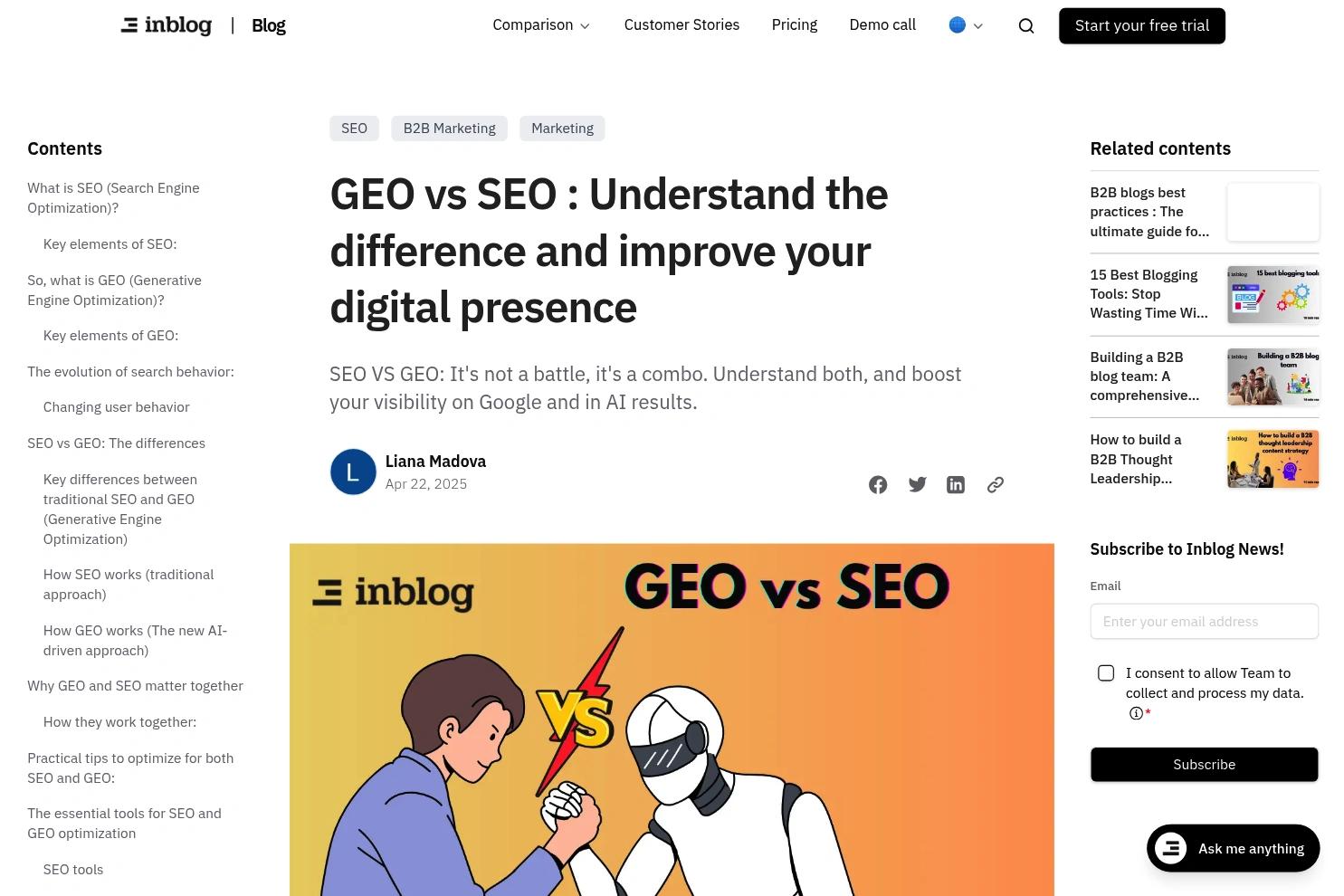 Inblog website screenshot